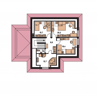 Grundriss des Obergeschosses - BUNGALOW 80